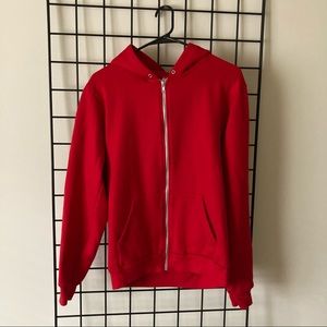 American Apparel Red Fleece Zip Hoodie